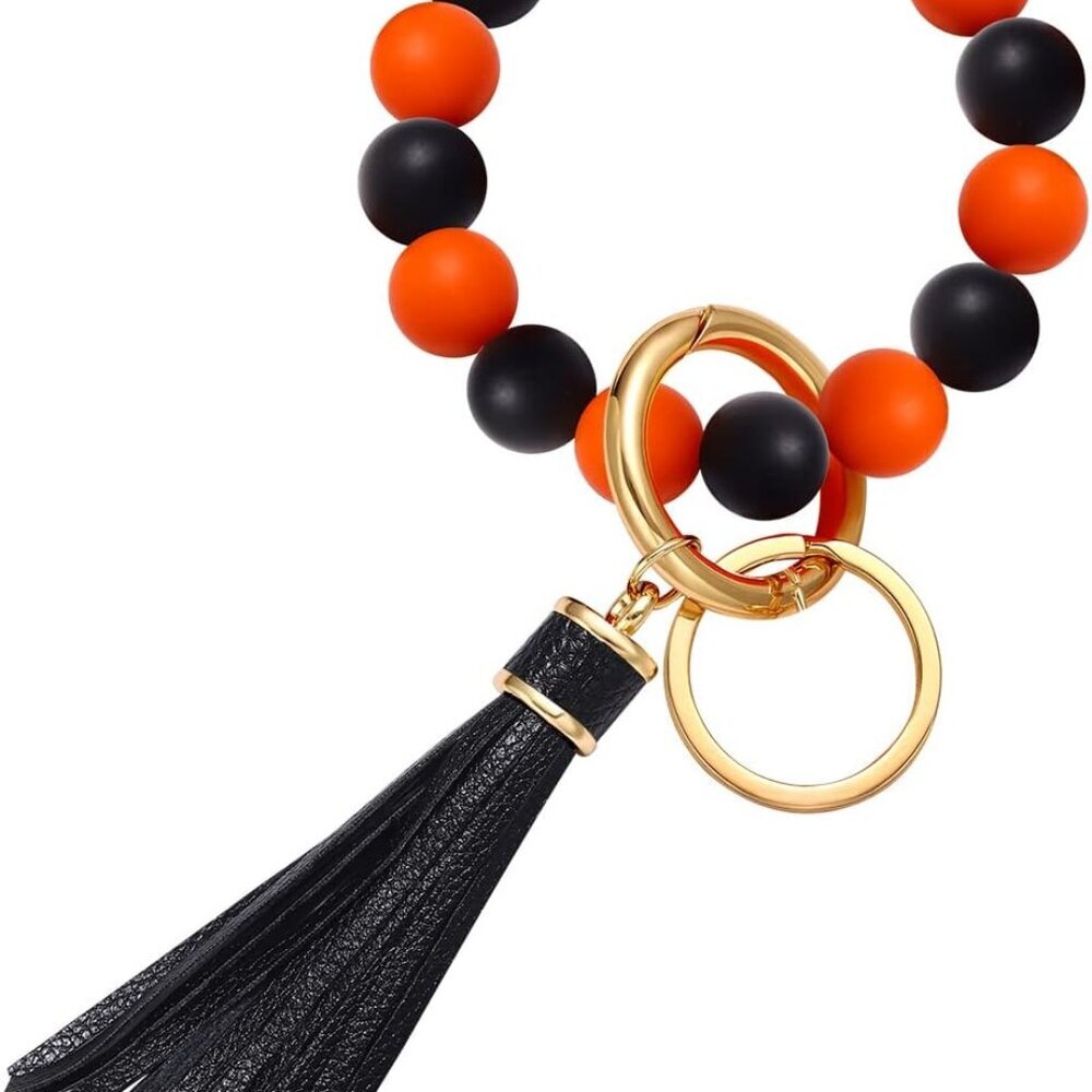 Silicone Bracelet Keychain Wristlet Bangle Keyring Portable House Car Keys Ring